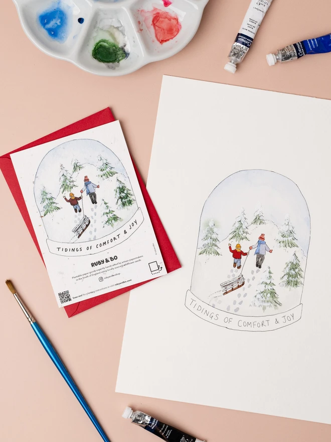 snowglobe plantable christmas card