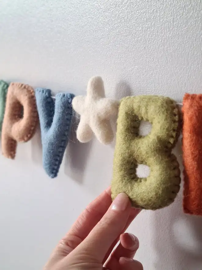 Felt Wool Happy Birthday Garland