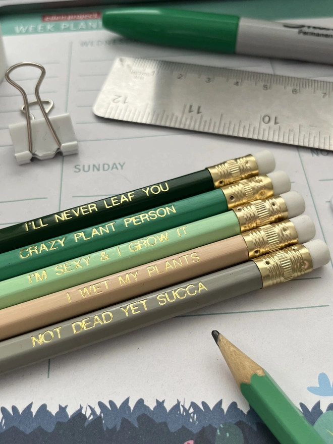 Plant Lovers Themed Pencil Set (Set of 5)