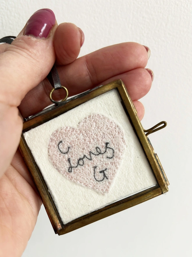 Framed Embroidered Personalised Heart