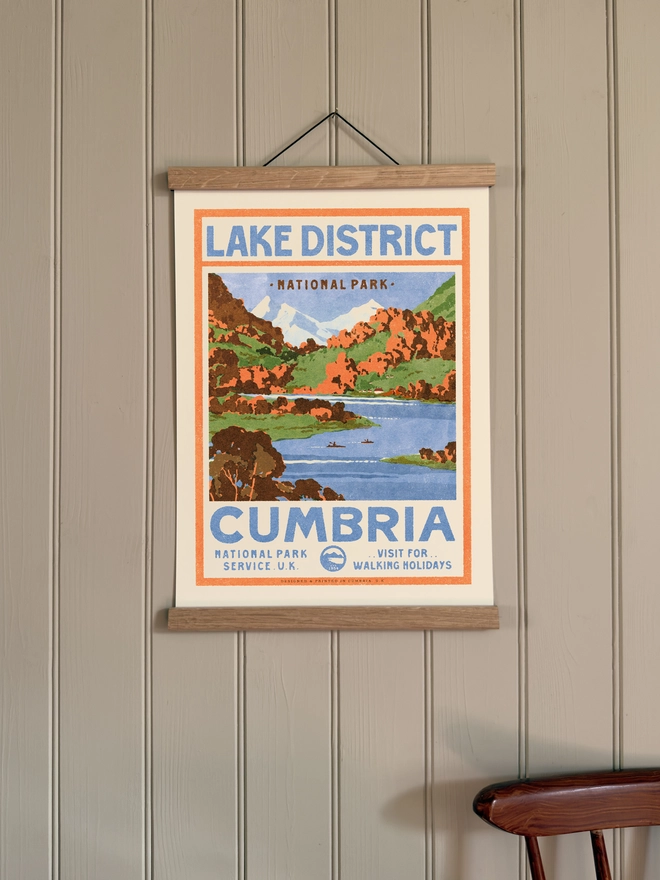 Visit the Lakes print, framed, on a wall