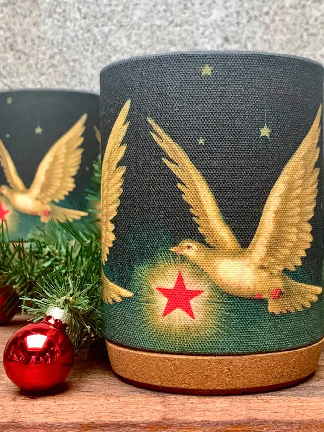 Festive dove tealight candle lantern
