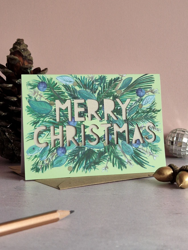 Floral Merry Christmas Card