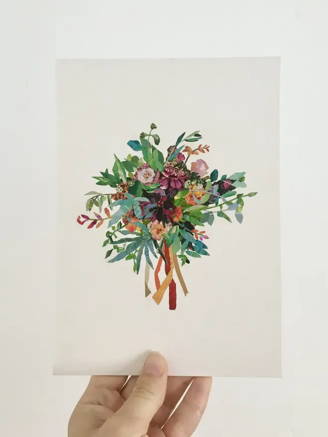 Recycled Paper Bouquet Collages
