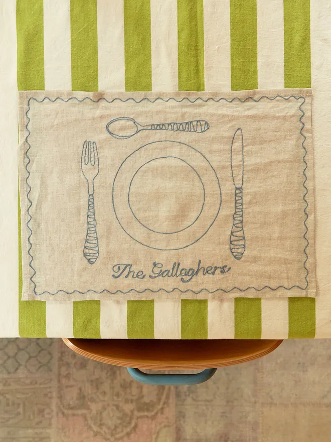 Personalised Embroidered place setting