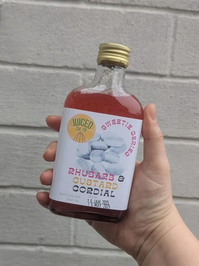 rhubard custard cordial bottle