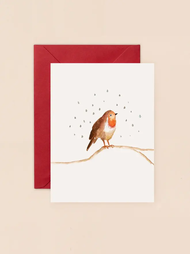 illustrated robin christmas card