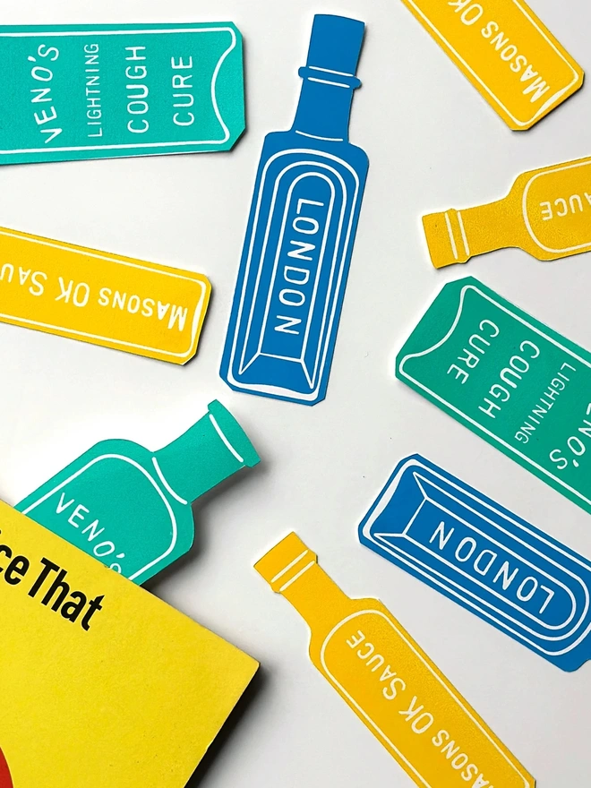 Handprinted Vintage Bottle Bookmarks
