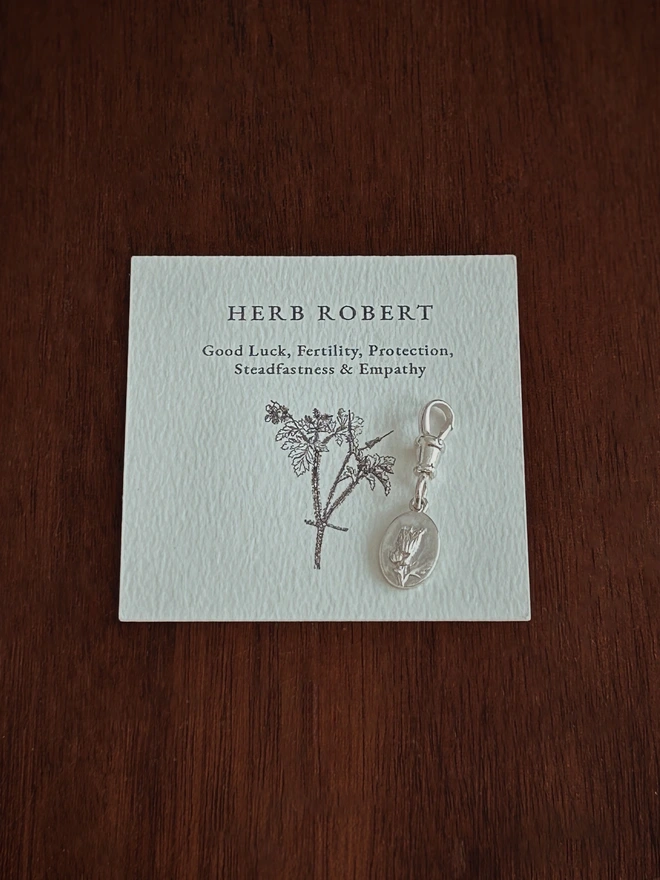 Sterling Silver Herb Robert Medal Charm & Albert Swivel Clasp