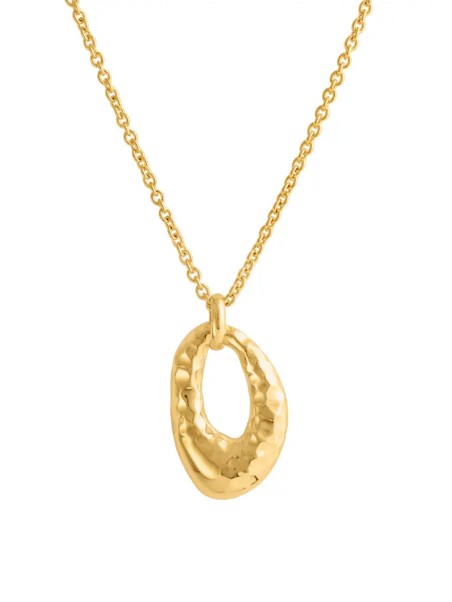 Loel Hammered Gold Oval Drop Pendant