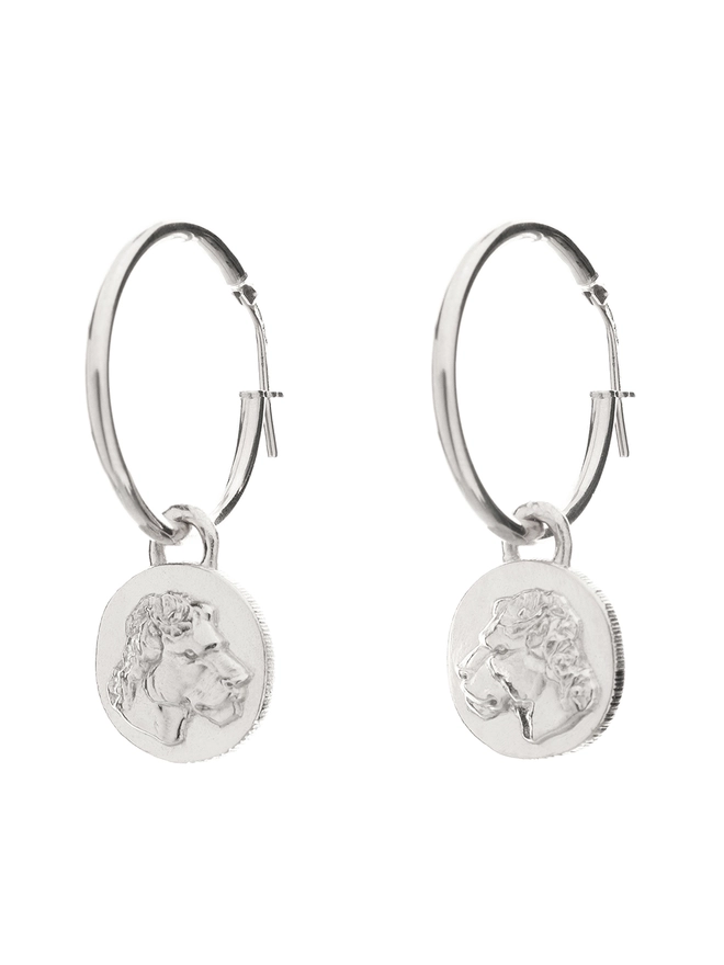Hoop Lioness Coin Earrings