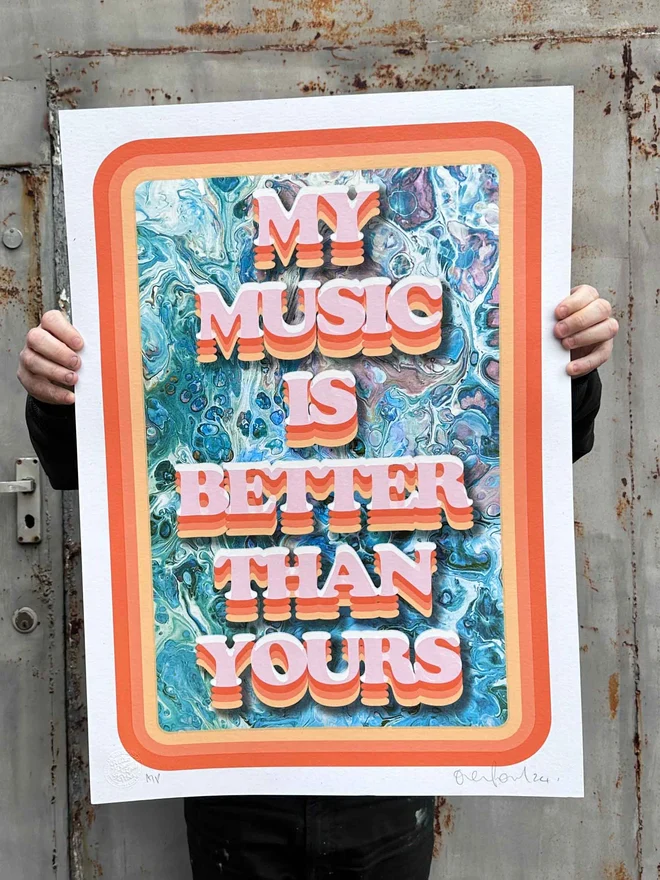 my music screenprint retro themed typography