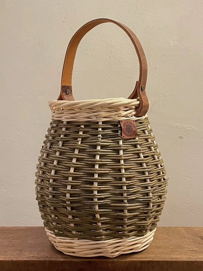 willow natural basket berry handcrafted leather handle handbag oval round