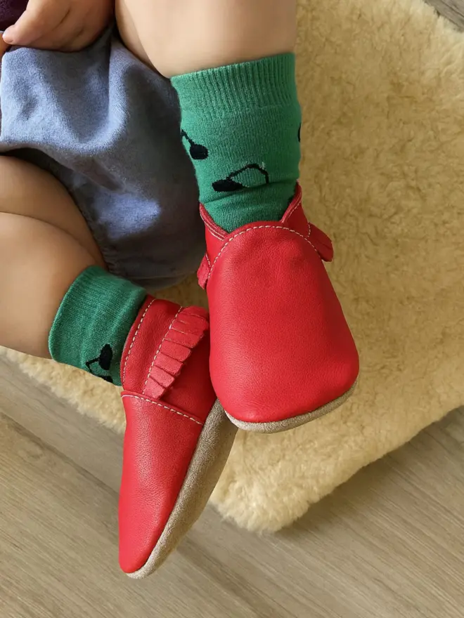 Red moccasin baby / kid shoes