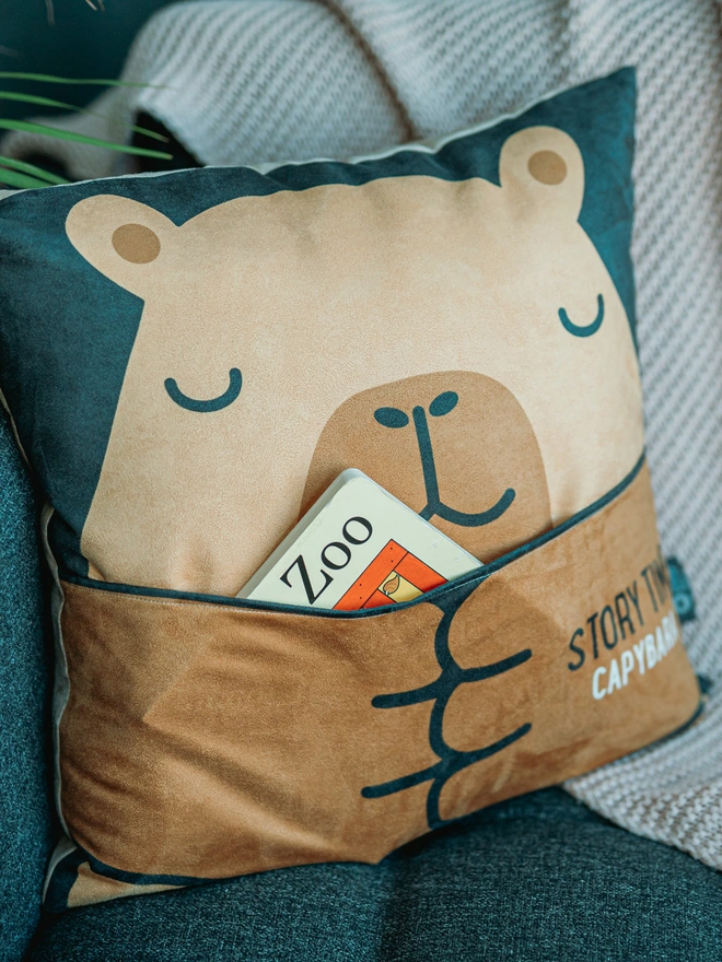 Hug and Fable Capybara Pocket Story Cushion