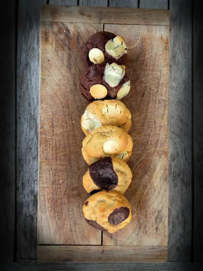 A selection of homemade chocolate cookies 