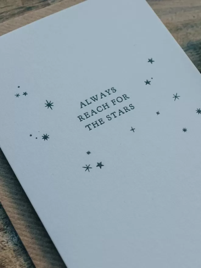 always reach for the stars letterpress cards