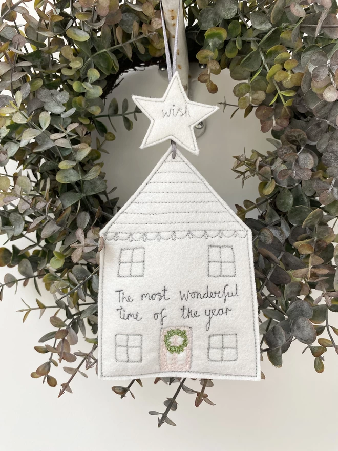 Christmas House Personalised Decoration with wreath