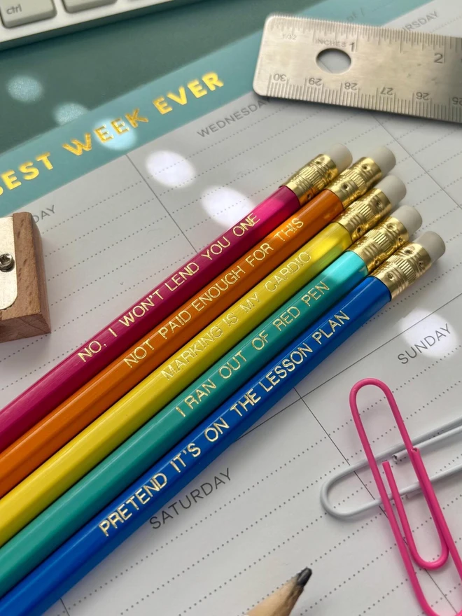 Funny Teacher Pencil Gift (Set Of 5)
