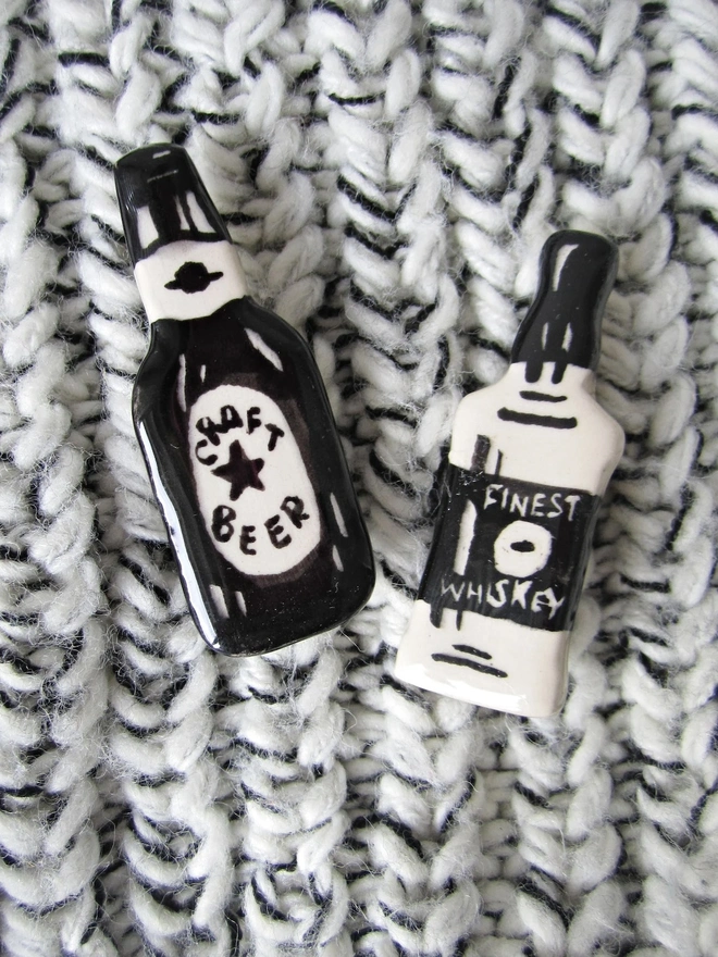 Boozy Ceramic Miniature Bottle Badges