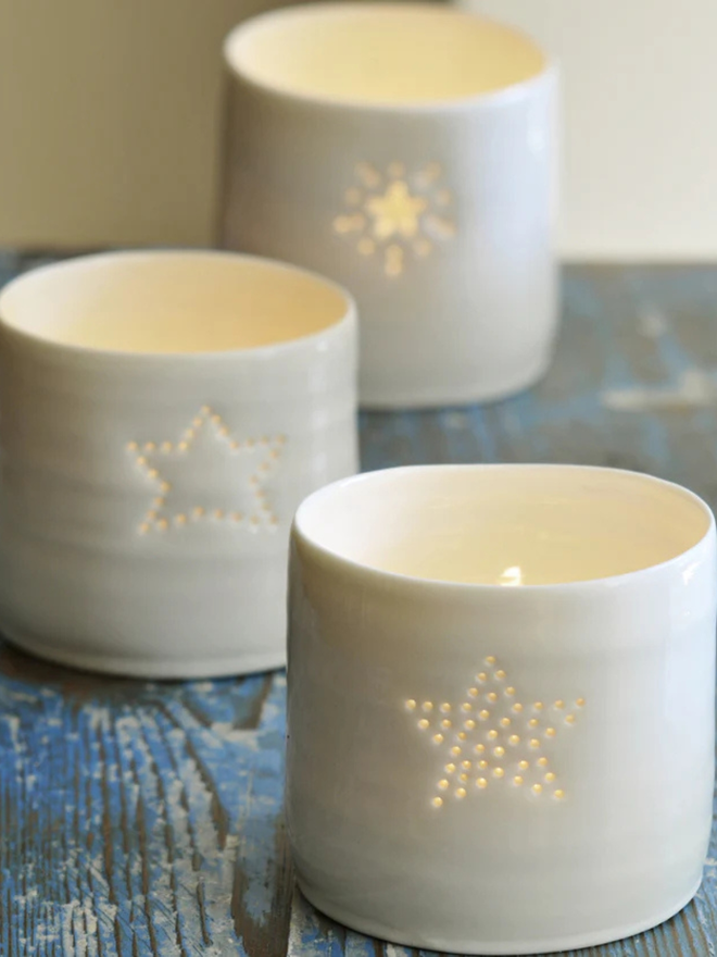 star mini porcelain tealight holder