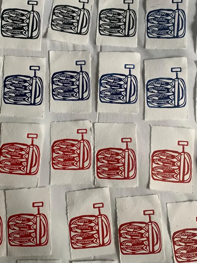 Sardine Lino Print Handmade Paper