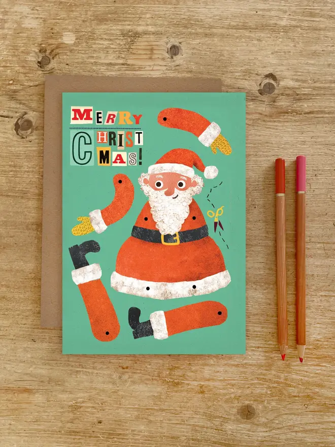 father christmas split pin puppet card