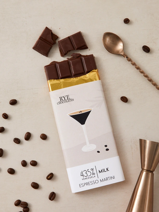 Espresso Martini Chocolate Bar - 43.5% Venezuelan Milk Chocolate