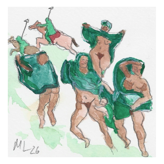 watercolour art piece of five women