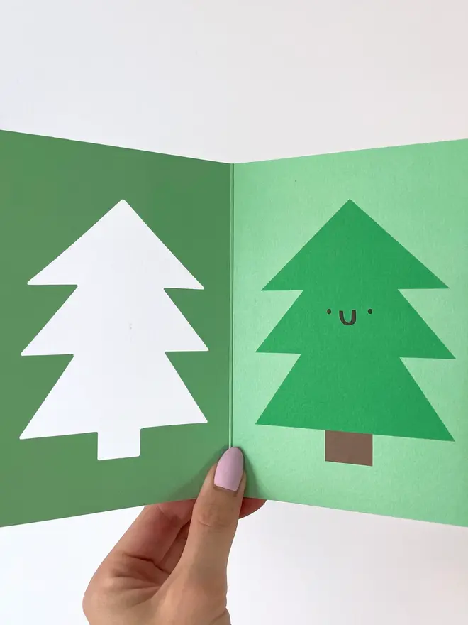 green christmas tree cut out greeting card