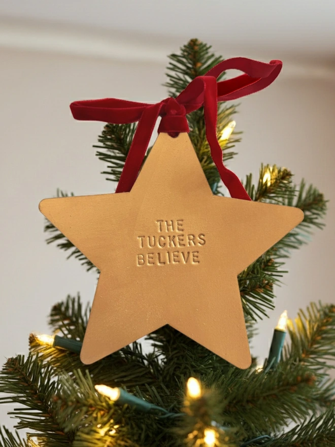 handmade leather christmas star tree topper