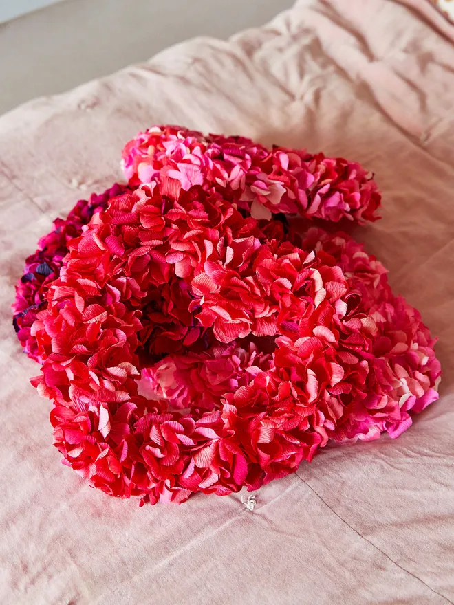 Red heart crepe wreath