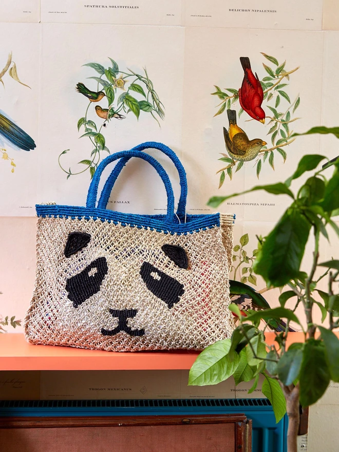 Panda design jute tote bag