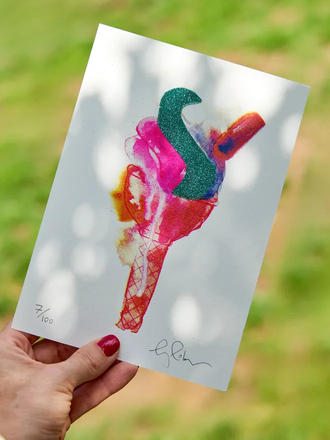 Mini ice cream glittered screen print