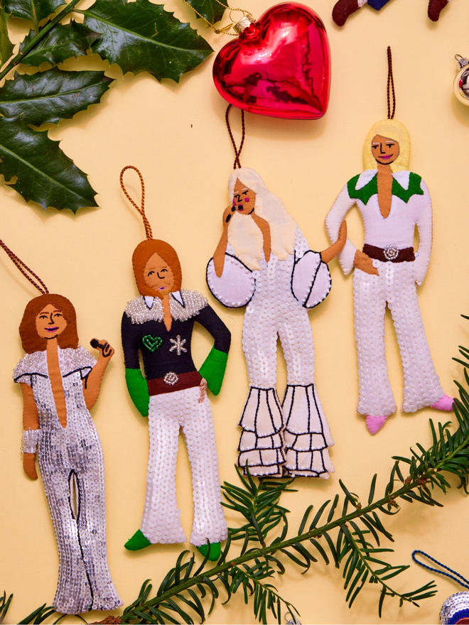 hand stitched abba hanging decoration set