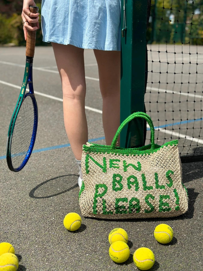 New Balls Please Jute Tote Bag
