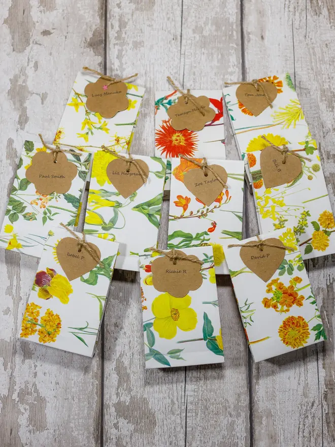floral personalised wedding favour gift bags