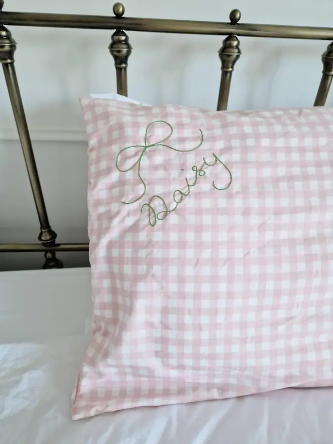 Personalised Hand Embroidered Name Pillowcase
