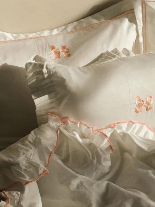 Arabella Bow Ruffle Frill Pillow Case