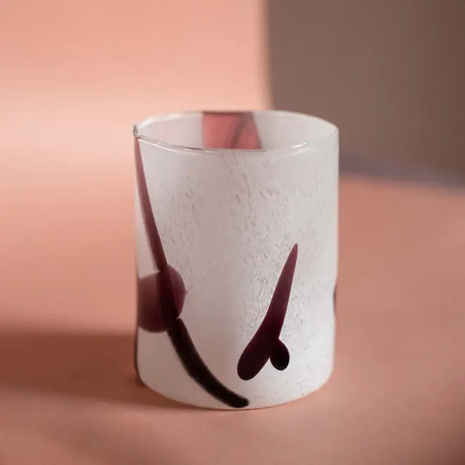 white glass tumbler