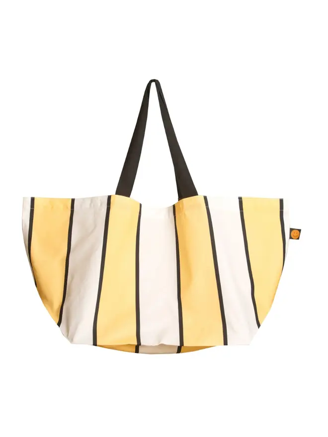 Butter Yellow Striped Contents Oversized Tote Bag