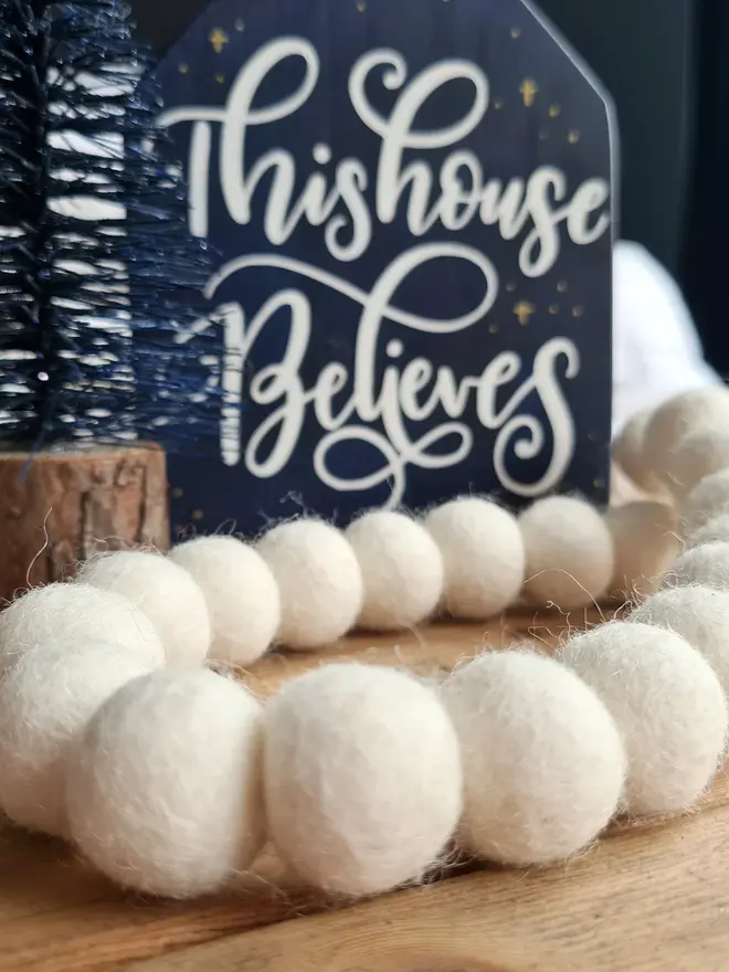White Christmas Garland Ivory Felt Garland