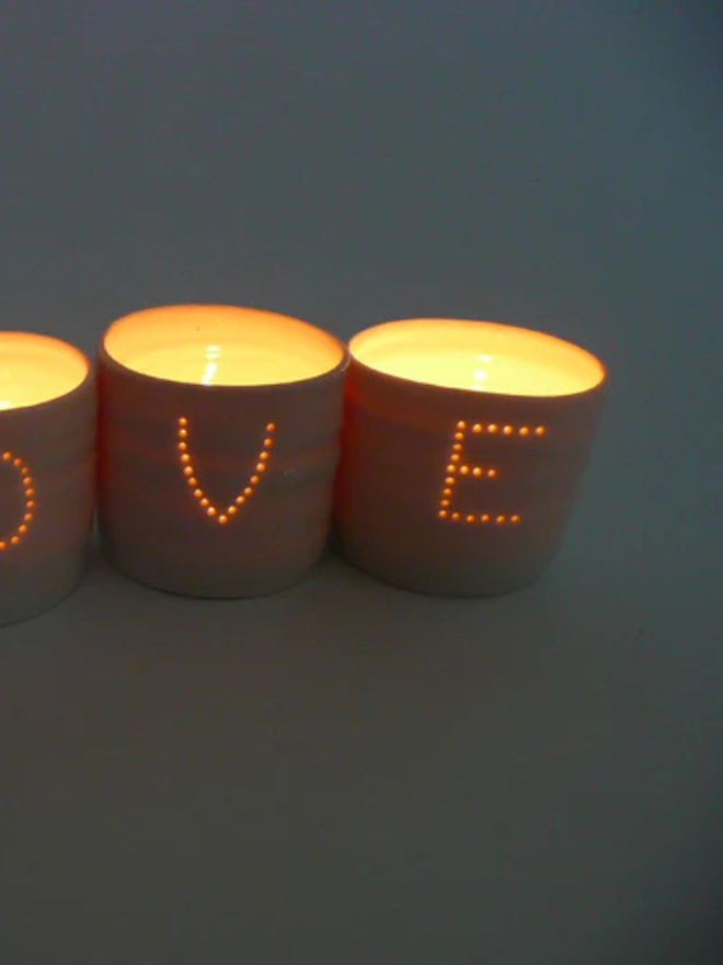 love letters mini porcelain tealight set