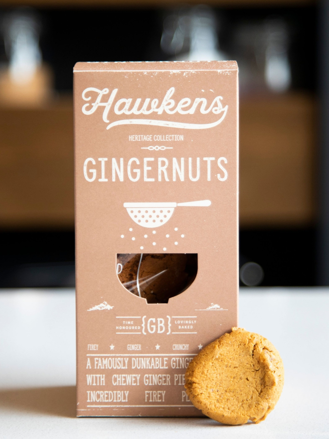 artisan ginger nut biscuits with packaging