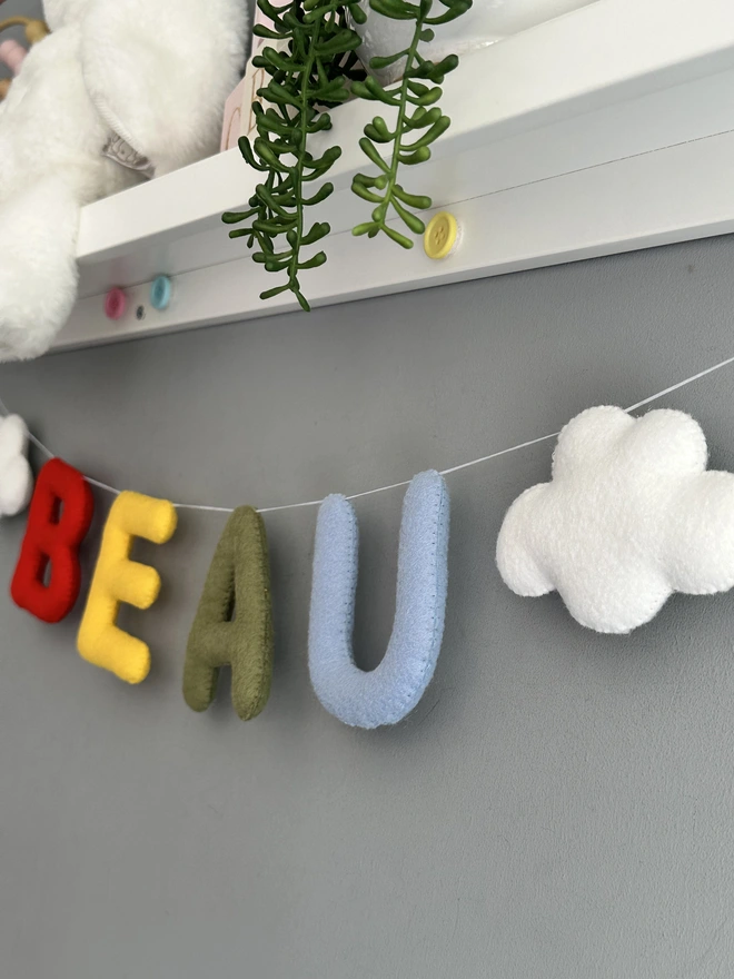 Name banner with clouds