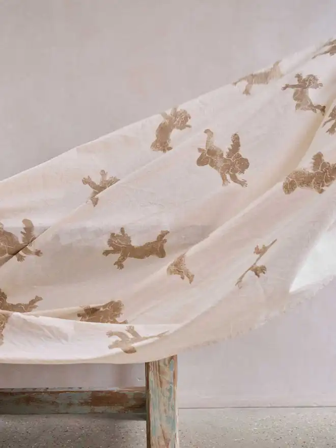 Gold Christmas Cherub Tablecloth