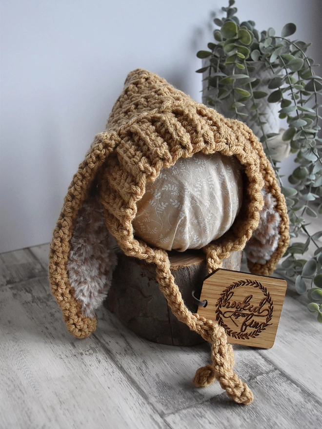 Handmade baby bunny bonnet