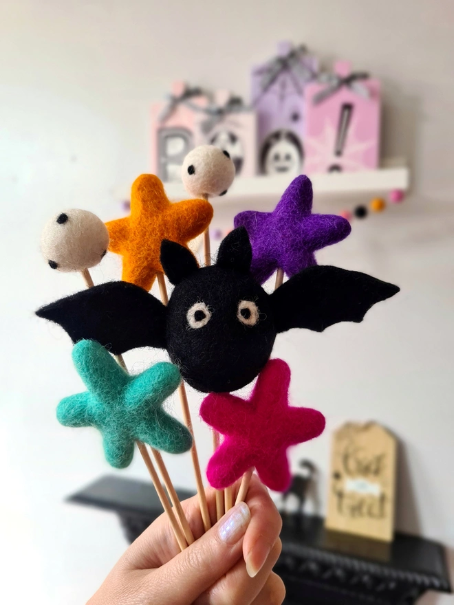 Halloween Bat And Star Felt Bouquet Decoration