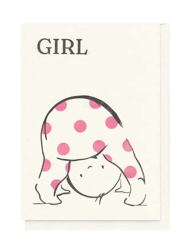 Letterpress Printed Handcrafted Baby Girl Card 