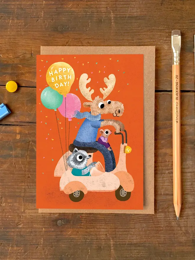 motorcycle moose birthday card